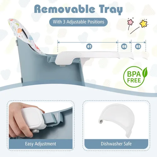 Miniatura 7 de HONEY JOY Silla alta 16 en 1 para bebé, silla alta convertible para bebés y niños pequeños/asiento elevador/centro de actividades con juguetes, mesa