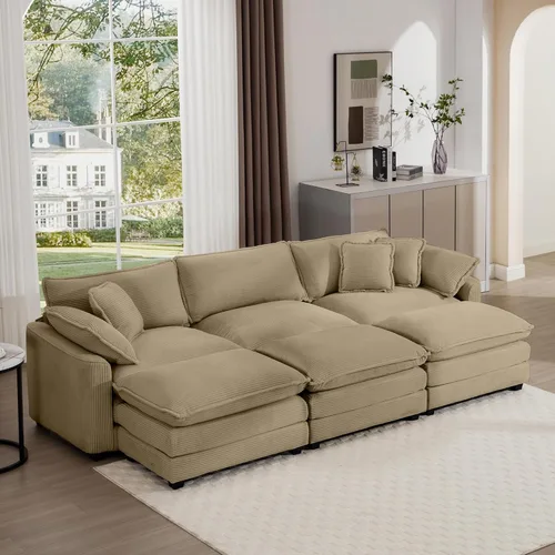 Miniatura 36 de Aoowow Sofá de dos plazas de pana, modernos sofás de nube de 2 plazas para sala de estar, sofás modulares de nube seccionales con asiento profundo