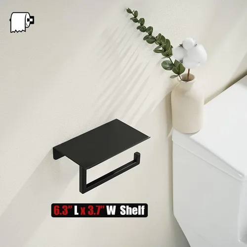 Miniatura 7 de JQK TPH202-PB - Estante para papel higiénico, soporte para rollo de papel higiénico con estante para teléfono, dispensador de papel de seda de acero
