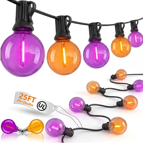Miniatura 9 de Guirnalda de luces LED para exteriores, G40, de 25 pies, impermeable, con 27 bombillas inastillables, luces colgantes de decoración de Navidad al