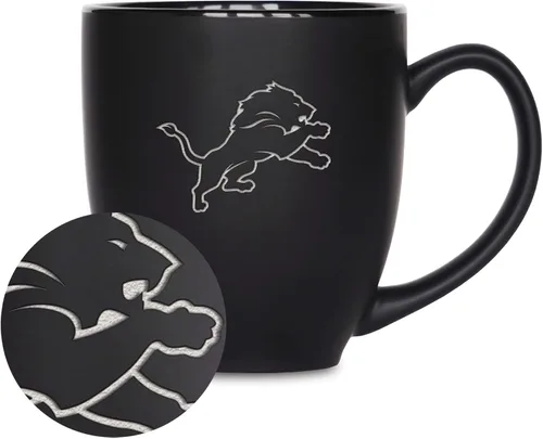 Miniatura 38 de Rico Industries Taza Bistro Mate Negra de Fútbol Americano NFL de 15 onzas - Para Bebidas Calientes o Frías - Logotipo del Equipo Grabado para una