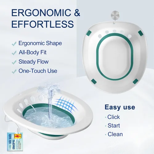 Miniatura 7 de Bañera eléctrica para asiento de inodoro, hemorroides y cuidado posparto, asiento de vapor Yoni, remojo perineal, plegable, asiento ancho, cuenco