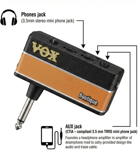 Miniatura 5 de Amplificador de guitarra para auriculares Vox AmPlug 3 - Paquete Boutique con auriculares, púas para guitarra y paño de pulido Austin Bazaar