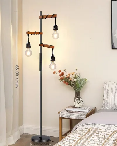 Miniatura 7 de Lámpara de pie industrial regulable, moderna lámpara de pie de árbol de granja para sala de estar, dormitorio, oficina, decoración rústica del hogar
