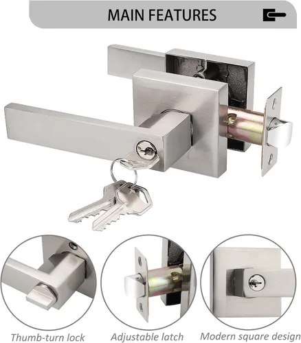 Miniatura 2 de Probrico - Paquete de 6 manijas de puerta para entrada de dormitorio interior, perillas de puerta con cerradura de una llave, entrada con llaves
