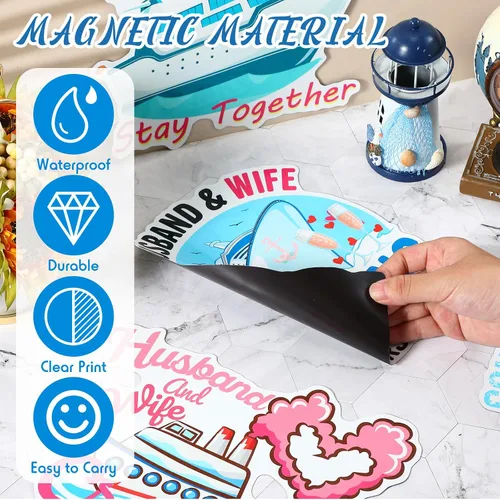 Miniatura 5 de Hoteam 4 piezas decoraciones magnéticas para puerta de crucero para parejas, imanes náuticos divertidos y resistentes al agua para marido y esposa