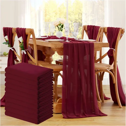 Miniatura 17 de Camino de mesa de gasa morado claro de 10 pies, paquete de 10 guirnaldas de gasa para boda, despedida de soltera, fiesta, tela transparente