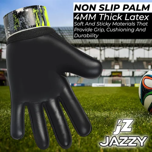 Miniatura 2 de Guantes de portero de fútbol para niños y jóvenes, guantes de portero antideslizantes con palma de látex de 4 mm y fuerte agarre, protección doble
