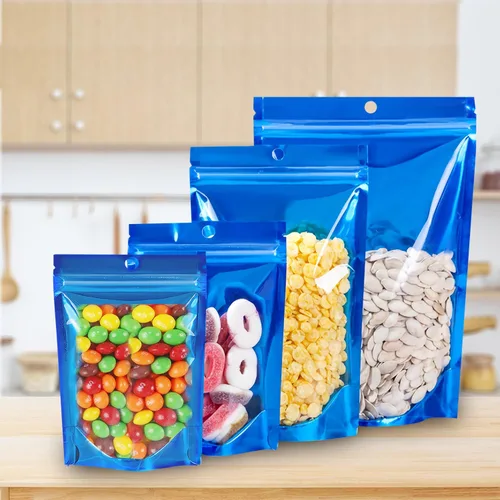 Miniatura 5 de Paquete de 100 bolsas de Mylar a prueba de olores con cremallera resellable y ventana transparente, bolsas de papel de aluminio a prueba de olores