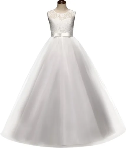Miniatura 22 de Vestido Yaphyee largo, de princesa, con flores, formal, para boda, dama de honor, para fiesta, para niña
