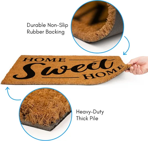 Miniatura 4 de PLUS Haven 17.5x30 Alfombra de Puerta "Home Sweet Home" con Respaldo Resistente - Alfombra de Coco Coir para Usos en Interiores o Exteriores