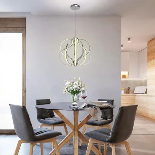 Miniatura 2 de Tangkula Candelabro LED moderno, lámpara colgante regulable con altura ajustable, lámpara de techo para dormitorio, sala de estar y comedor, LED