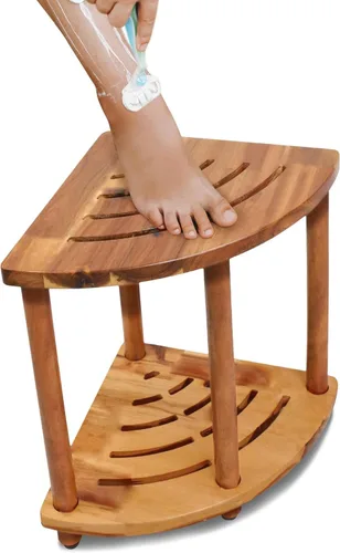 Miniatura 8 de ENKEZI Reposapiés de ducha de 12 pulgadas, taburete de ducha para afeitarse las piernas, banco de baño de esquina pequeño adecuado para espacios