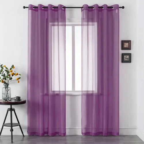 Miniatura 10 de DUALIFE Cortinas Amarillas de 72 Pulgadas de Largo para Dormitorio Juego de 2 Paneles con Ojales Ventana Semi Voile Filtrado de Luz Cortinas