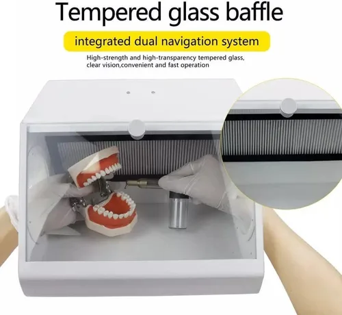 Miniatura 6 de Bafle de vidrio templado de laboratorio dental de alta resistencia LED colector de polvo de vacío caja extractor de vacío con 2 filtros