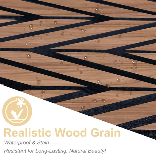 Miniatura 2 de Mollywell Paneles acústicos, decoración de grano de madera de PVC, azulejos de pared con patrón tallado de 12 x 12 pulgadas, autoadhesivos