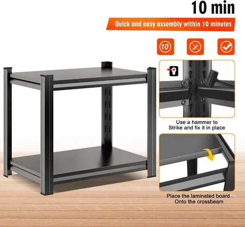 Miniatura 6 de Estantes de almacenamiento, estantería de metal resistente, estantería de garaje, estantes de metal ajustables, estantería de 5 niveles