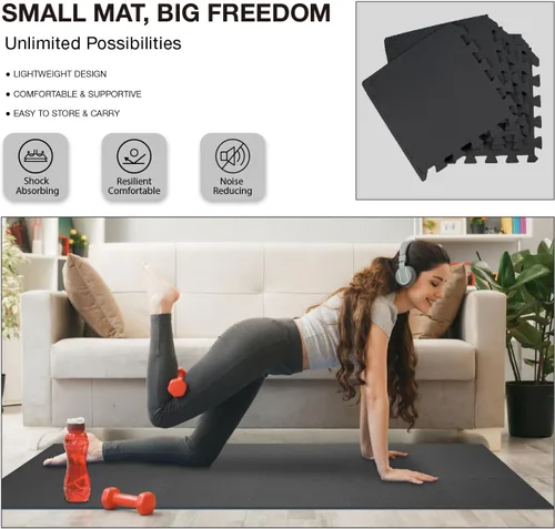 Miniatura 4 de AIRHOP 18 Azulejos Tapete de Piso de Gimnasio, Tapete de Gimnasio de Rompecabezas de Espuma EVA, Azulejos de Piso de Espuma Entrelazados de Alta