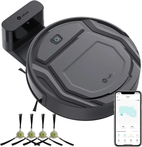 Lefant M210 Pro Robot Aspirador, 2200Pa de Succión, Ultradelgado, Silencioso, Robot Aspirador Autocargable, Wi-Fi/APP, Compatible con Alexa (Gris)