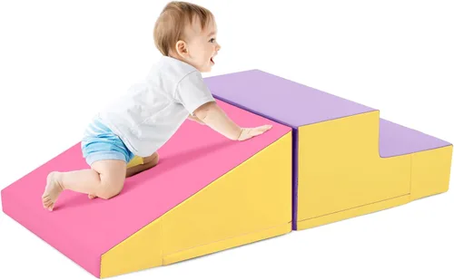 Costzon Juguetes de escalada para niños pequeños, juego suave para gatear, escalar, deslizarse, jugar activo en interiores, 2 bloques de escalada de