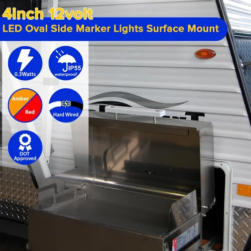 Miniatura 2 de Luces de marcador de remolque RV ámbar/rojo, luz de marcador lateral LED de 12 V, 0.3 W, luces de espacio de 4 pulgadas, compatible con DOT para RV