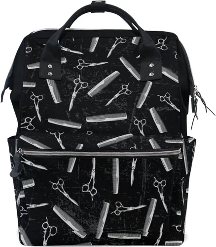 Miniatura 14 de Bolsa de pañales para bebés de gran capacidad, estilista de peluquería, tijeras de impresión duradera multifunción mochila de viaje, Alien Planeta