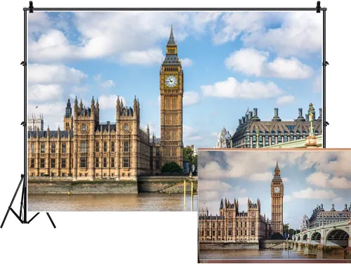 Miniatura 9 de Leyiyi Fondo de fotografía Big Ben de 8 x 6.5 pies, torre Elizabeth Tower Inglaterra, Parlamento de Inglaterra, puente de Westminster, monumento