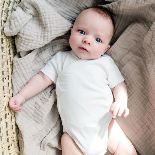Miniatura 6 de Conjunto de body con cierre lateral para bebé, 100 % algodón para niño y niña, overol unisex tipo kimono para niño, paquete de 4