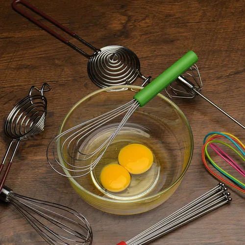 Miniatura 7 de Batidor Plano Mango de Silicona Antideslizante 10" - Batidor de 5 Alambres con 10 Cabezales para Cocina de Cocina por Jell-Cell (Verde)