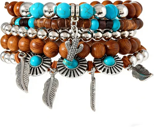 Miniatura 36 de Pulsera Gótica Ajustable de Cuero Trenzado Punk Multicapa de Estilo Grunge, Conjunto de Pulseras Emo con Brazalete de Metal, Envoltura