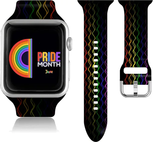 Miniatura 6 de Compatible con Apple Watch de béisbol de 38/40/41/42/44/45/46/1.929 in para mujeres y hombres, correa de silicona suave para regalo de caballo