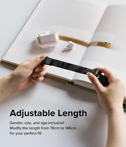 Miniatura 5 de Ringke Cordón de teléfono para iPhone 17 Pro Max y la mayoría de los teléfonos inteligentes [hebilla de un toque], correa de hombro ajustable, negro