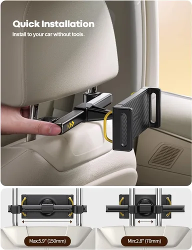 Miniatura 10 de Lamicall Soporte para reposacabezas de tableta de automóvil, soporte para reposacabezas de asiento trasero de automóvil, soporte para tableta