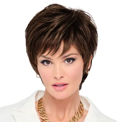 Miniatura 6 de Raquel Welch - Peluca corta Bob atada a mano feroz y enfocada por Hairuwear, gorra de tamaño medio, castaño iluminado por el sol RL10/12