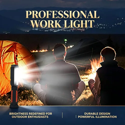 Miniatura 7 de Luz de trabajo recargable, linterna magnética LED portátil multiusos con gancho para colgar, linterna de trabajo impermeable para reparación de Rojo