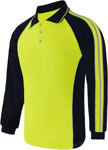 Miniatura 9 de Camisa de seguridad de alta visibilidad, manga corta y larga, polo reflectante, camisetas de trabajo para hombres amarillo-S