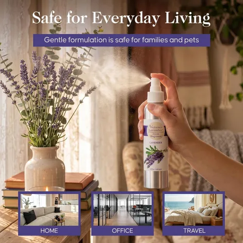 Miniatura 3 de Victoria's Lavender Spray de habitación, fragancia para el hogar totalmente natural, ambientador de aceite esencial puro y eliminador de olores