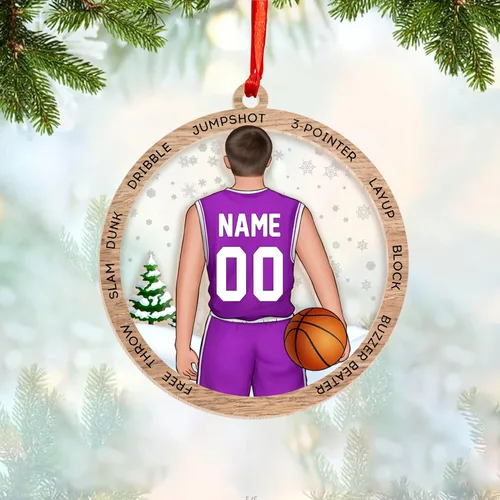 Miniatura 2 de Adorno Personalizado de Baloncesto 2025 - Adorno de Jugador de Baloncesto - Adornos de Árbol de Navidad de Baloncesto - Regalos de Jugador de Bkb 5