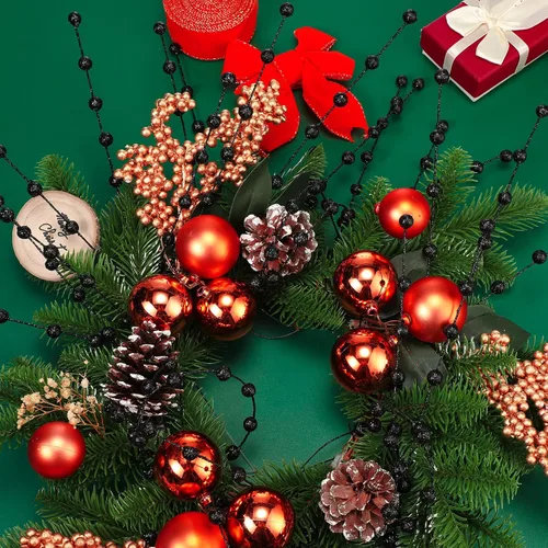 Miniatura 6 de Syhood 200 tallos de bayas con purpurina, 13.8 pulgadas, ramas de acebo para decoración de árbol de Navidad, adornos de vacaciones, decoración