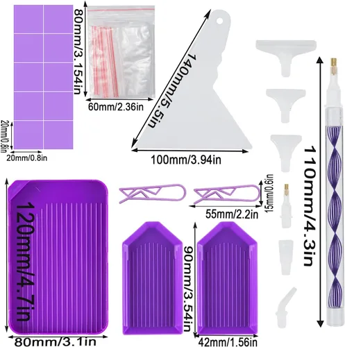 Miniatura 3 de KTCLCATF Kit de Herramientas y Accesorios para Pintura de Diamantes DIY, Bolígrafos de Pintura de Múltiples Tamaños para Adultos para Hacer Arte