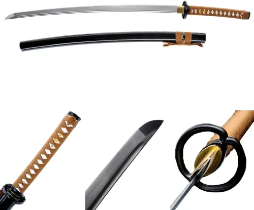 Samurai - katana espada japonesa de acero al carbono 1060 T10 lista para la batalla, hecha a mano en frío, de Damasco con calor templado, cuchillo