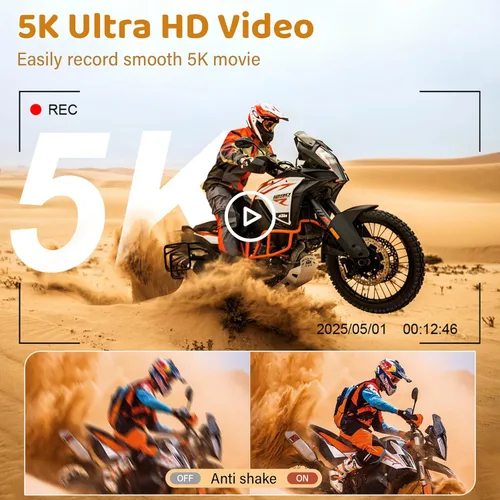 Miniatura 3 de Cámara digital 5K, cámaras WiFi para fotografía, cámaras de vlogging UHD de 75 MP para YouTube, cámara de video de enfoque automático con pantalla