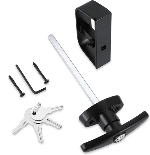 Miniatura 2 de Kit de cerradura de puerta de cobertizo QANVEE con manija en forma de T y 4 llaves, juego de cerraduras de hardware para puerta de cobertizo