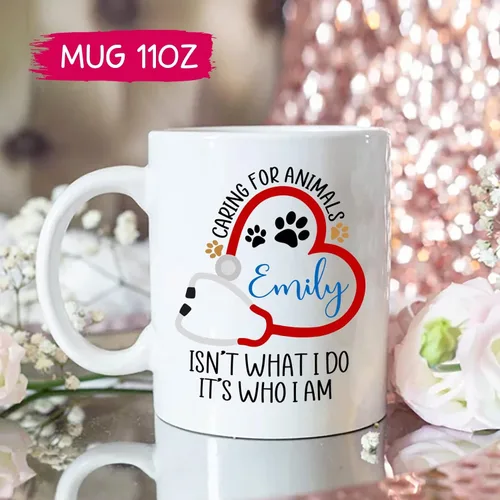 Miniatura 4 de Taza veterinaria personalizada, taza veterinaria de cuidado de animales, regalos para veterinarios, taza con nombre personalizado de veterinario