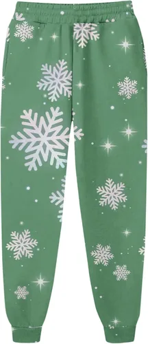 Miniatura 4 de Pantalones de chándal Estampado navideño para mujer rectos, cintura alta, elásticos, sueltos, básicos