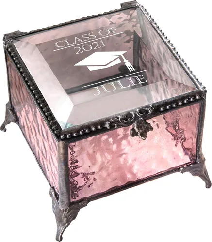 Regalo de graduación personalizado para ella, joyero de cristal, recuerdo grabado para graduados de secundaria o graduación universitaria clase de