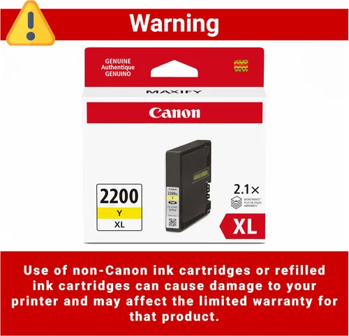 Miniatura 5 de Canon Ink Canon PGI-2200XL - Depósito de tinta amarillo auténtico, compatible con impresoras IB4120, MB5420, MB5120, IB4020, MB5020 y MB5320