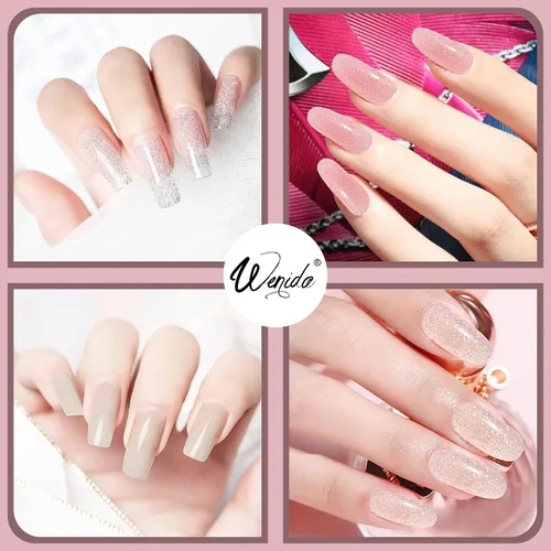 Miniatura 2 de Kit de gel de extensión de uñas, juego de gel transparente con purpurina para arte de manicura de uñas en casa