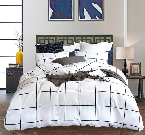 Miniatura 49 de CLOTHKNOW Juego de edredón a rayas tamaño King de 3 piezas, juego de edredón negro y blanco, edredón suave de estilo granja con 2 fundas de almohada