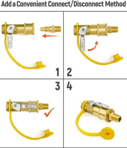 Miniatura 2 de GASPRO Kit de accesorios de conexión rápida de propano de 1/4 pulgadas, conexiones de gas LP para una fácil integración de sistemas de propano de RV